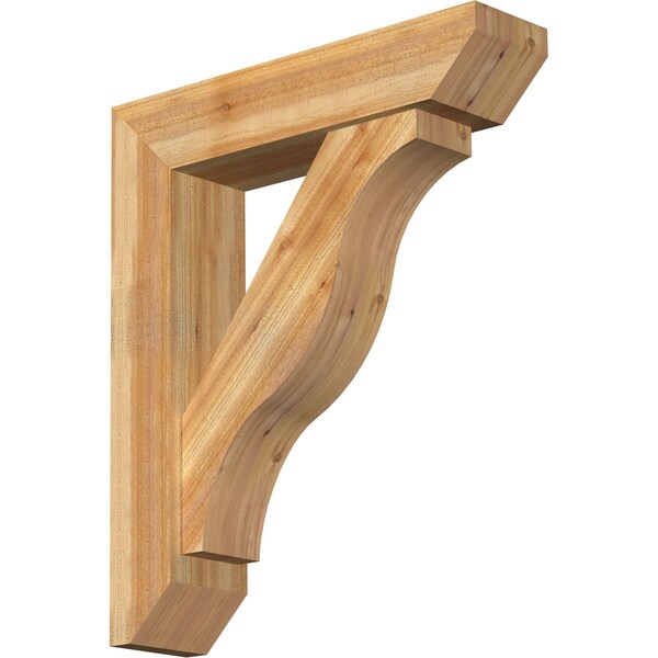 Ekena Millwork Funston Slat Rough Sawn Bracket w/ Offset Brace, Western Red Cedar, 8"W x 34"D x 40"H BKT0806X34X40FST06RWR - main